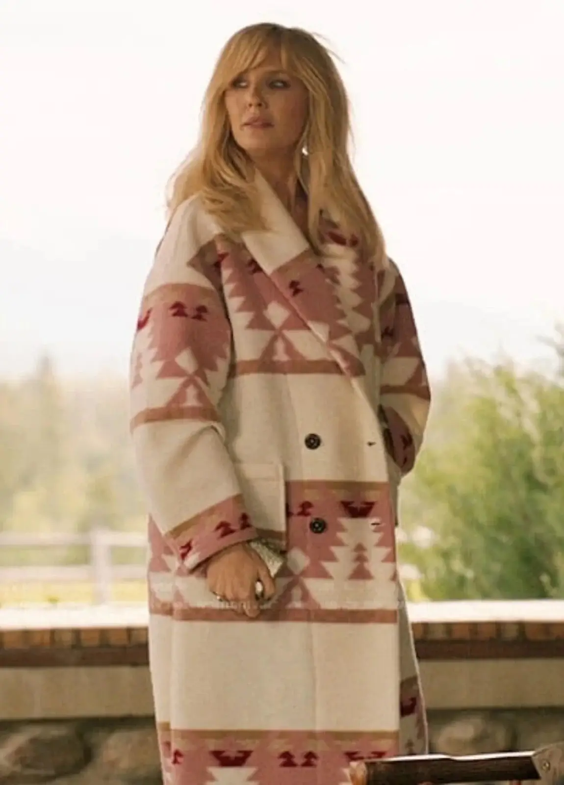 Beth-Dutton-Pink-Printed-Coat-Yellowstone-Tv-Jackets-Display