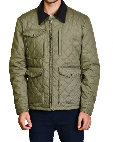 John-Dutton-Green-Quilted-Jacket-Yellowstone-Tv-Jacket-Front