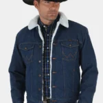 Men’s Sherpa Lined Blue Denim Western Jacket