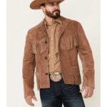 Men’s Brown Suede Fringe Western Leather Jacket