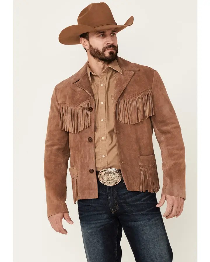 MENS-Brown-Real-Suede-FRINGE-LEATHER-JACKET-Front-Yellowstone-Tv-Jackets