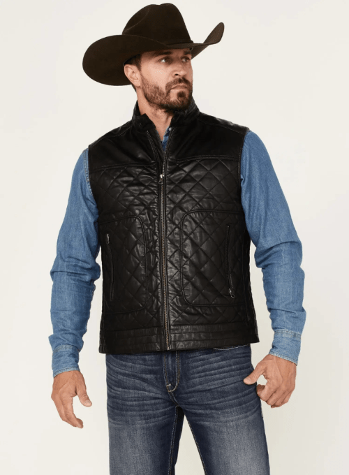 Mens-Quilted-Leather-Vest-Front-Yellowstone-Tv-Jackets