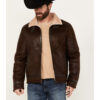 Men’s Shearling Sherpa Lined Leather Jacket-Front-Yellowstone-Tv-Jackets