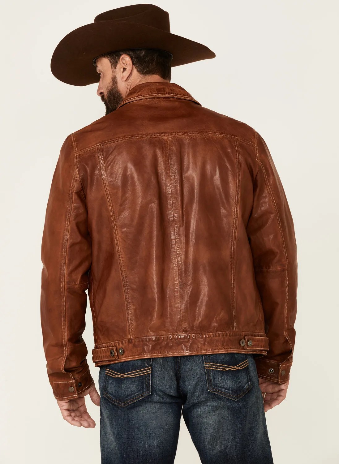 Mens-Tan-Leather-Trucker-Jacket-Back-Yellowstone-Tv-Jackets