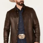 Men's Cowhide Dark Brown Western Leather Jacket